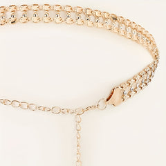 Crystal Decor Double Layer Chain Belt Dress Girdle Women Accessories