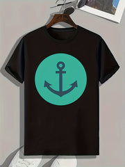 Anchor Print Men's Graphic T shirt for Summer