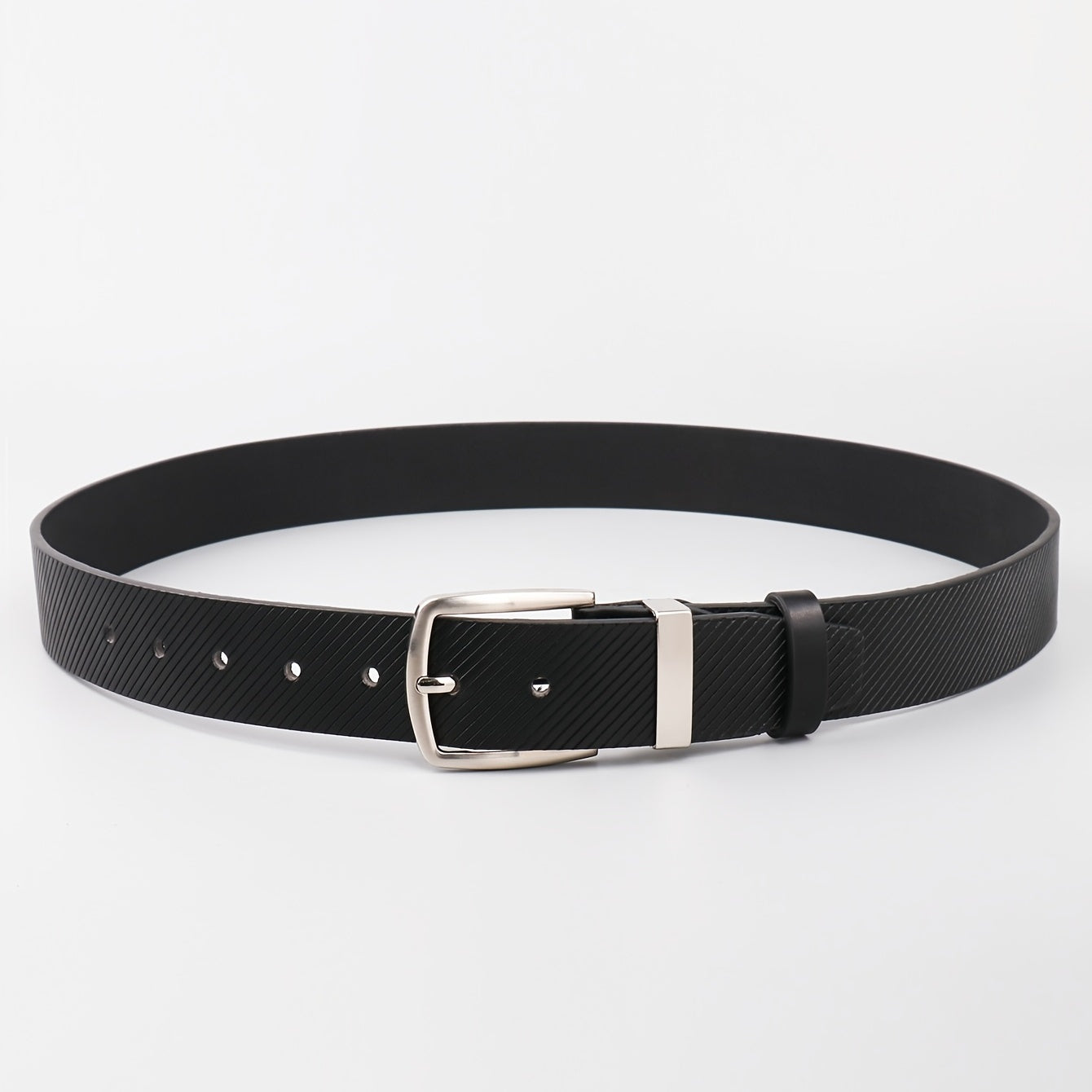 Men's Twill Alloy Pin Buckle Belt PU Leather Casual