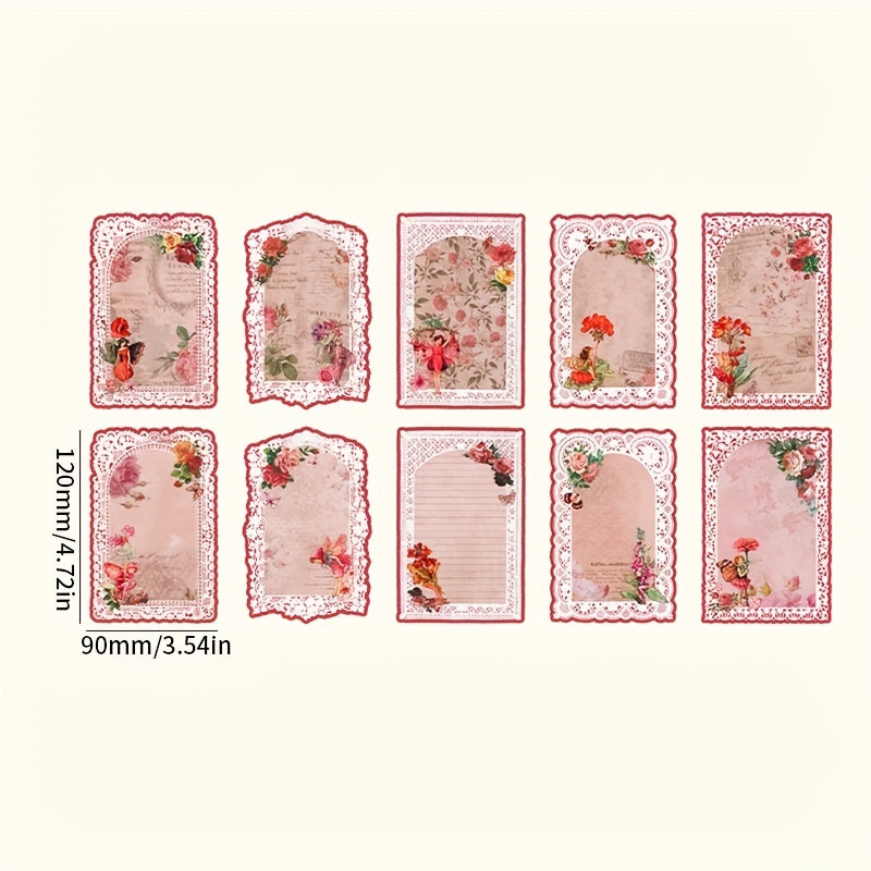 20pcs Flower Fairy Lace Writing Paper Forest Elf Series Retro Decorations