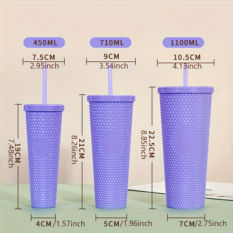 3pcs Plastic Water Cup Set with Straw 37.2oz 24.01oz 15.22oz Leakproof Bottle