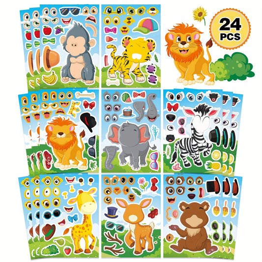 Mixed Cartoon Face Stickers Rectangle Shape for Kids Birthday Party Favors