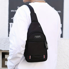 Men's Nylon Crossbody Bag With Earphone Hole Multifunction Diagonal Shoulder Bag