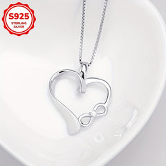 925 Silver Heart Pendant Necklace with Synthetic Zirconia August Birthstone