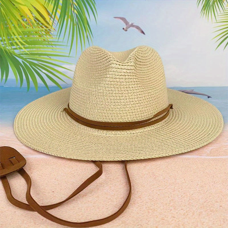 Casual Sunshade Straw Hat for Travel Seaside Unisex