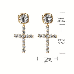 Men's Unisex Zirconia Cross Stud Earrings Hip Hop Punk Pendant Accessories