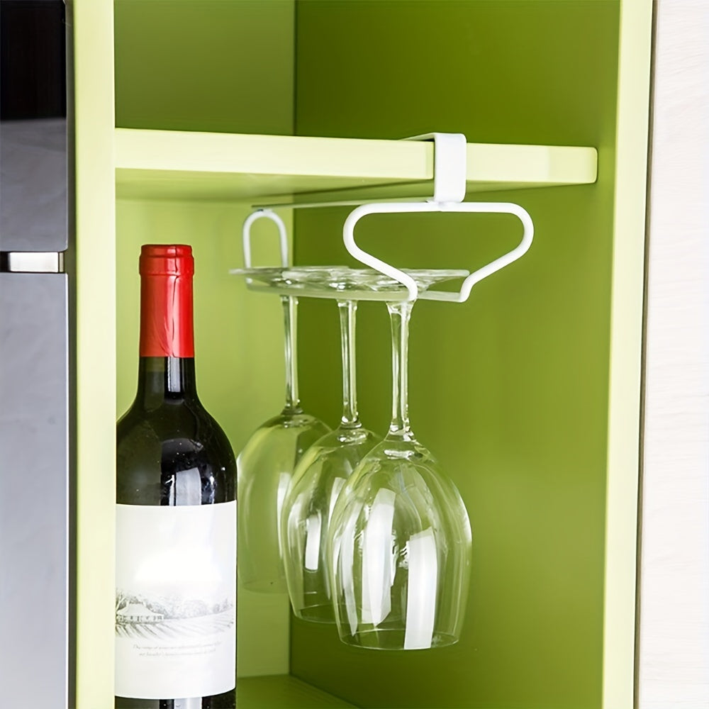 Iron Wall Mount Wine Glass Hanging Holder Goblet Stemware Storage Organizer Rack