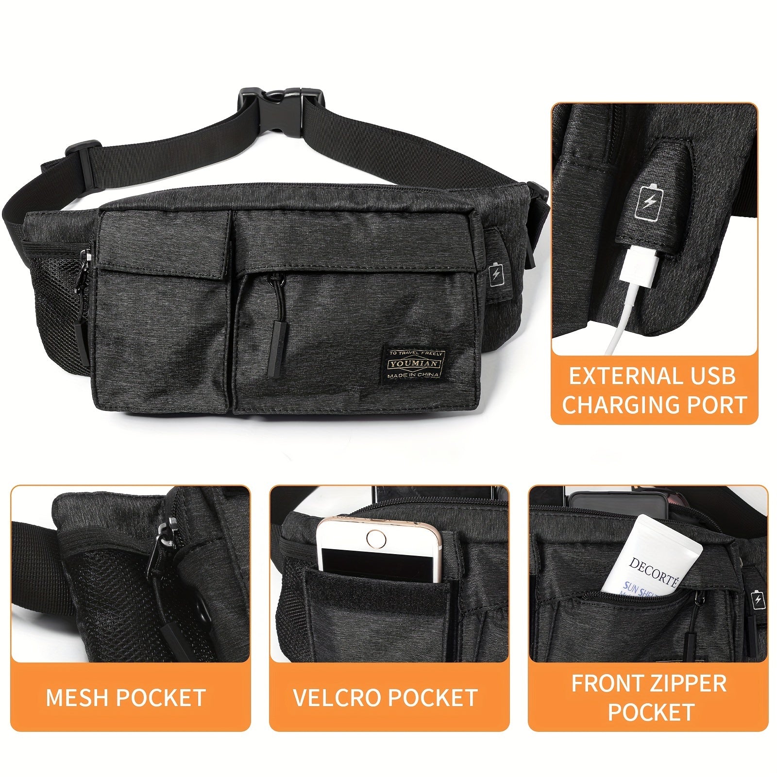 Men's Casual Large Capacity Chest Bag Outdoor Cycling Shoulder Bag