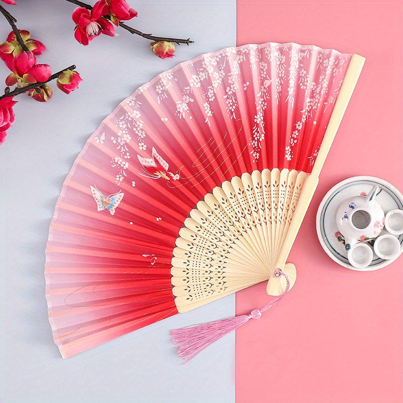 Chinese Floral Bamboo Handheld Fan
