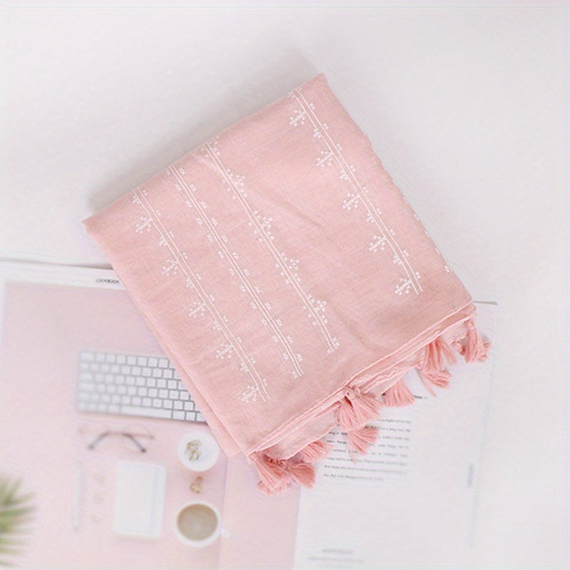 Polyester Print Tassel Scarf Casual Accessories