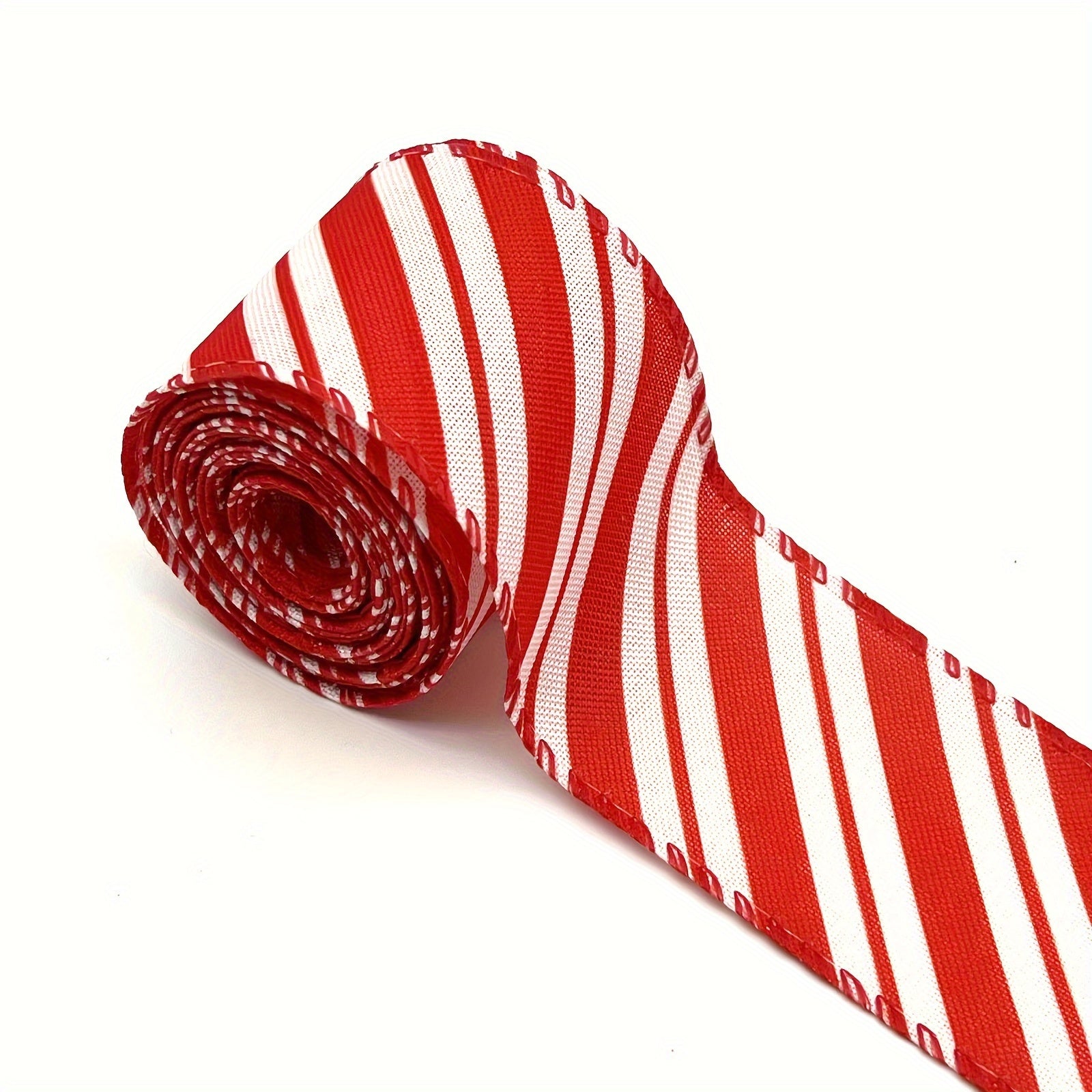 1pc 4 57 Meter Red Stripe Christmas Candy Stripes Wired Ribbons