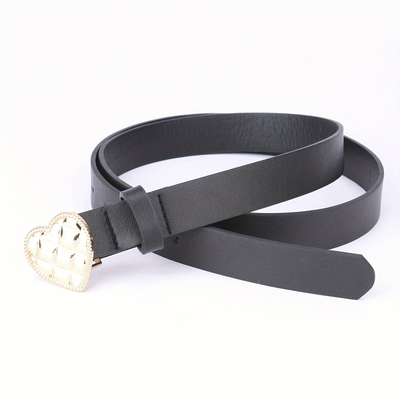 Heart-Shaped Golden Buckle Belt PU Leather Casual Jeans Belts