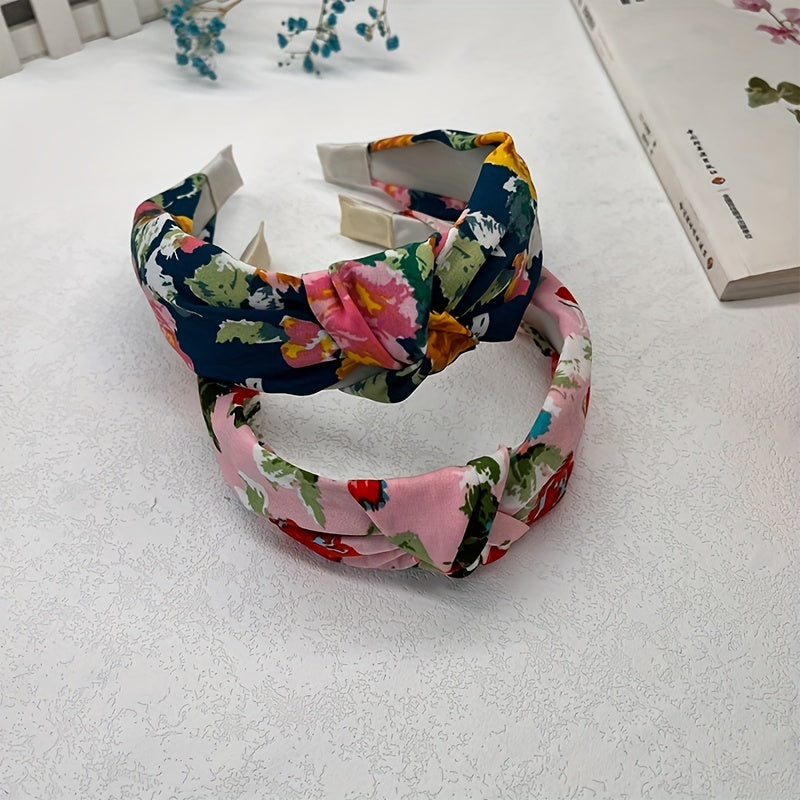 Flower Pattern Headband Wide Brim Hair Band For Women