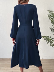  Lantern Sleeve Twist Front Dress