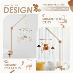 Adjustable Wooden Bedside Bell Bracket Arched Home Decor Accessory