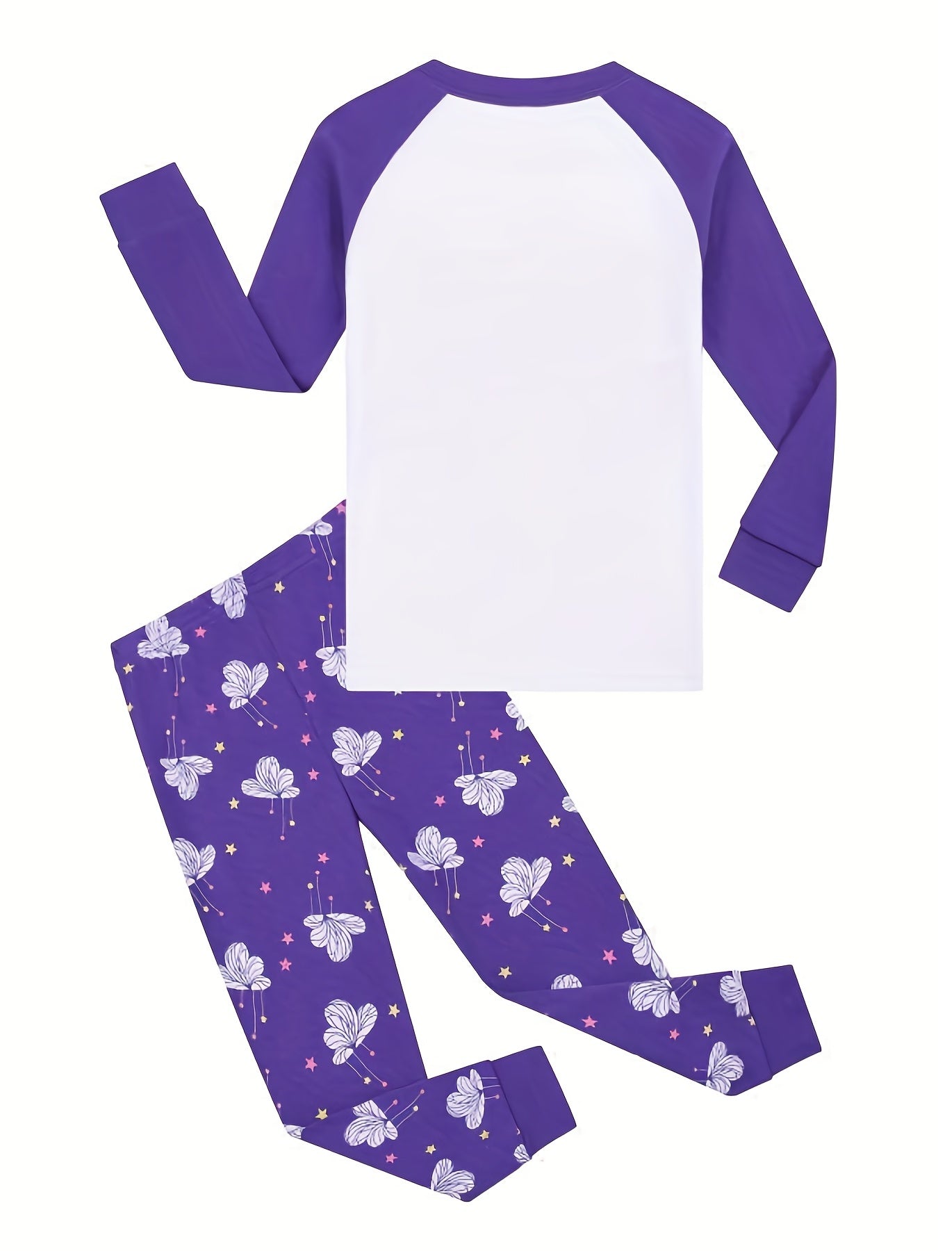Kid's Unicorn Floral Print 2pc Pajama Set Comfortable Loungewear