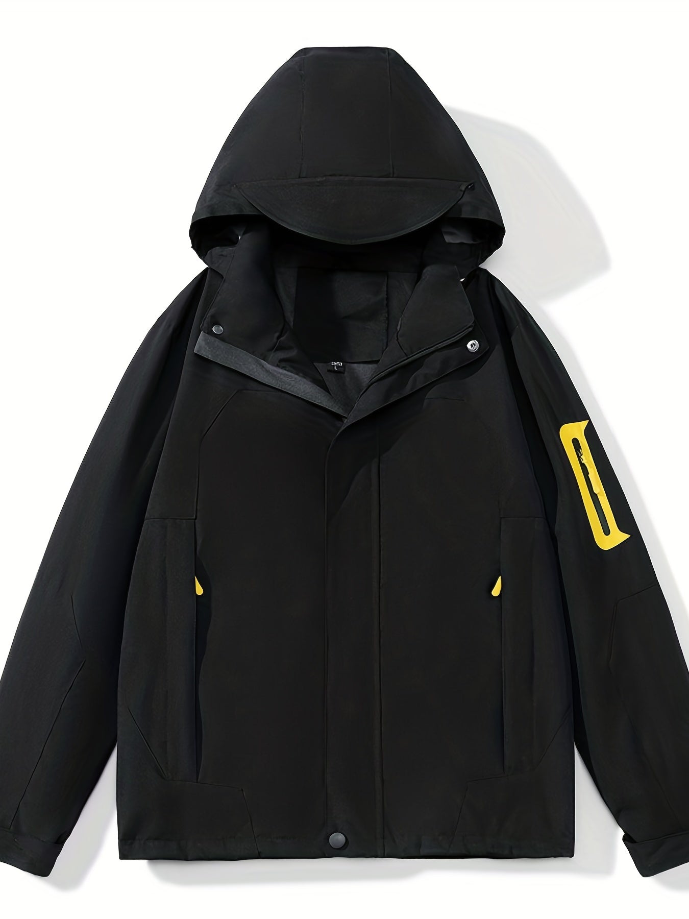 Men's Waterproof Hooded Windbreaker Jacket Zipper Pockets Coat