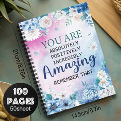 1pc Inspirational Teacher Notebook Watercolor Floral Motivational Journal
