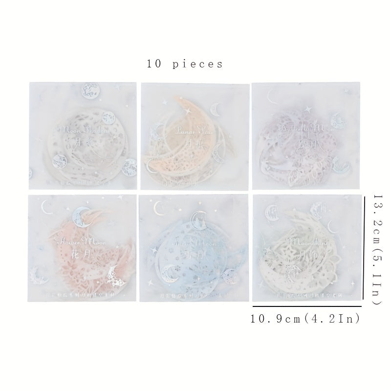 10pcs Retro Hollow Moon Phase Paper for Landscaping, 10x4x2In, 13x5x1In
