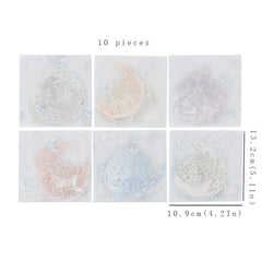 10pcs Retro Hollow Moon Phase Paper for Landscaping, 10x4x2In, 13x5x1In