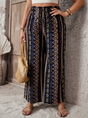  Colorblock Geometric Print Drawstring Pants