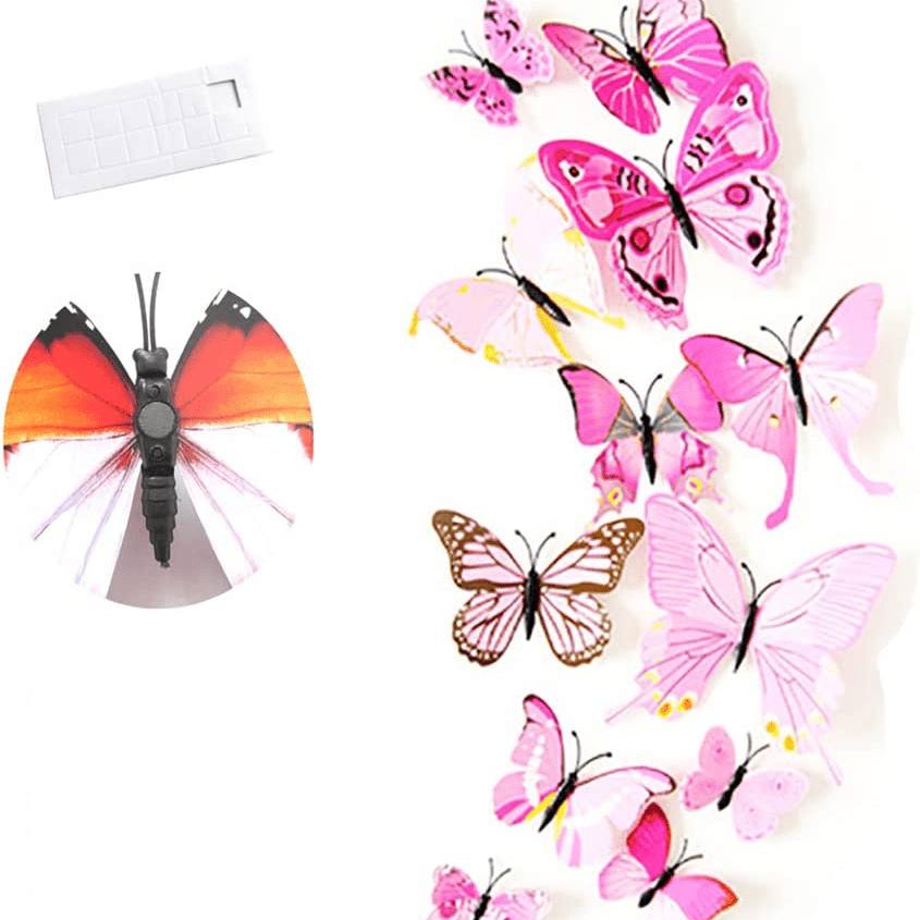 12pcs 3D Butterfly Wall Decals & Magnets for Kids Room Decor