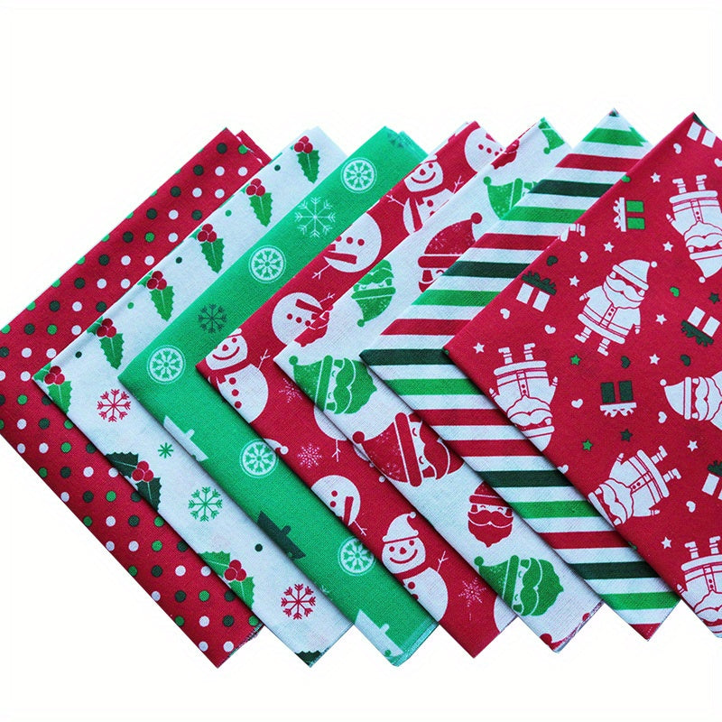 7pcs Christmas Fabric Patchwork Quilting DIY Needlework
