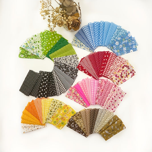 100pcs 9x9 Bright Square Fabric Quilting Printing DIY Hand Sewn Flower Cloth