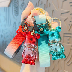 Gradient Bear Denim Keychain Key Bag Pendant For Men