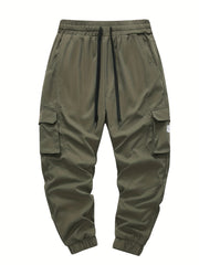 Men's Drawstring Cargo Trousers Loose Jogger Pants