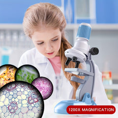 Children's Microscope Set 60-1200X with LED Light Source