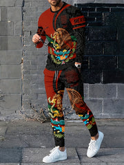 Mexico Eagle Print Men's Sweatshirt & Sweatpants Set