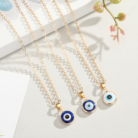 Devil's Eye Shape Pendant Necklace Adjustable Clavicle Chain