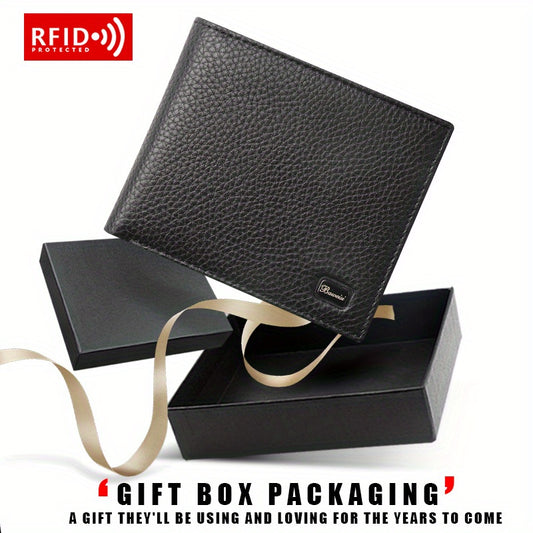 Men's RFID Anti theft Wallet Leather Short Wallet Money Clip Vintage