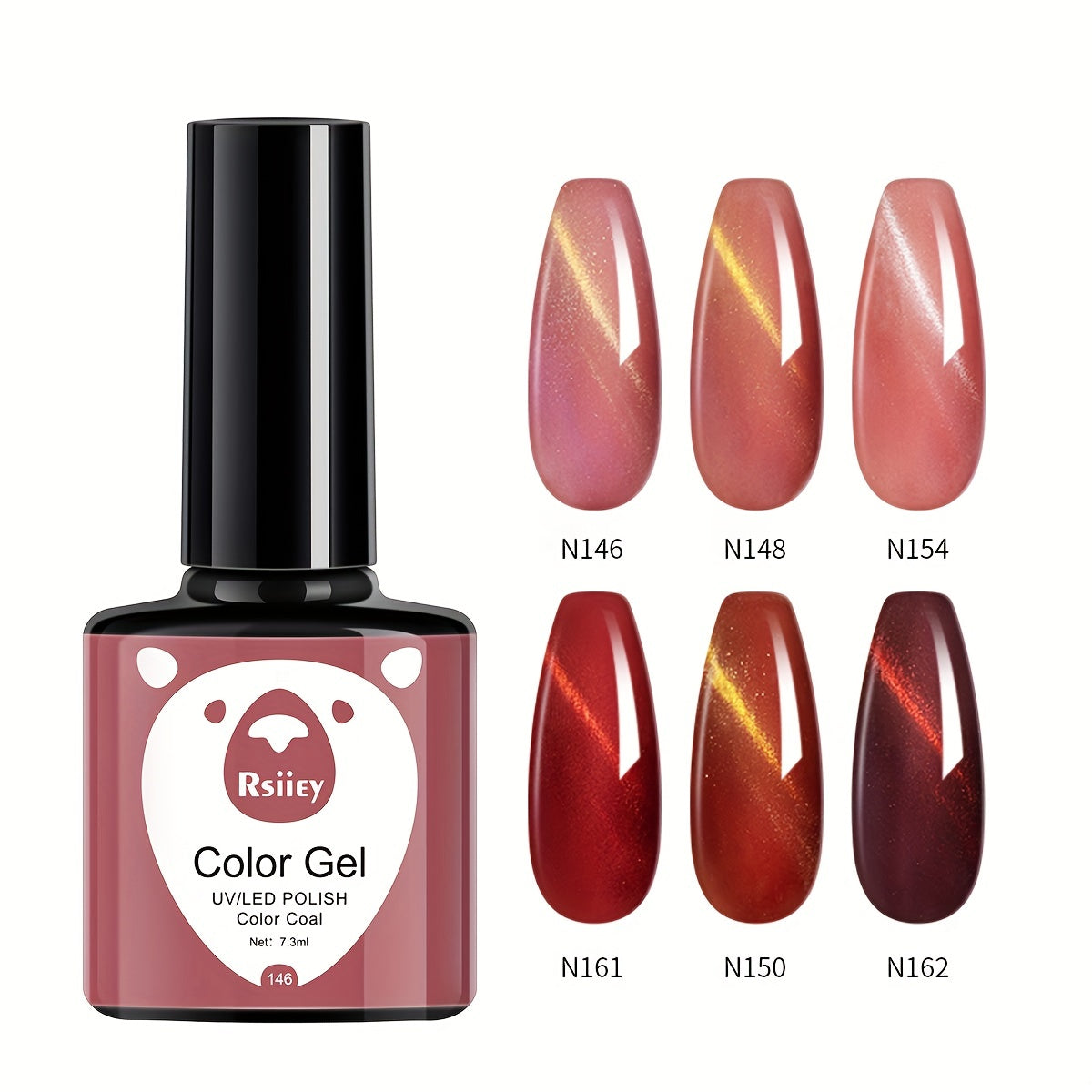 Cat Eye Gel Nail Polish Kit Red Brown 6 Colors Soak Off No Wipe Set