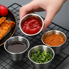 4pcs Stainless Steel Sauce Cup for Sushi & Steak