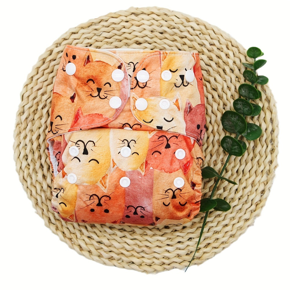 Cat Print Adjustable Baby Cloth Diaper