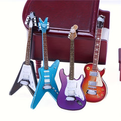 4pcs Dollhouse Guitar Model Ornaments Simulation Guitar Micro Scene Props