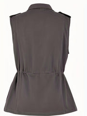 Sleeveless Zip-Up Jacket with Pockets Women's Outerwear