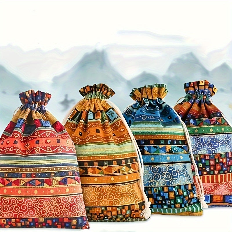 4pcs National Trench Drawstring Perfume Bag Jewelry Gift Packaging