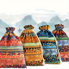 4pcs National Trench Drawstring Perfume Bag Jewelry Gift Packaging