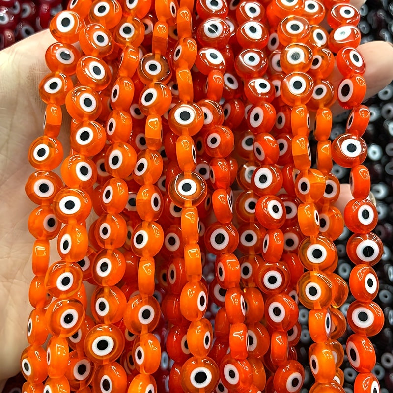 48pcs 8mm Evil Eye Glass Beads for Jewelry Making DIY Charms Materials