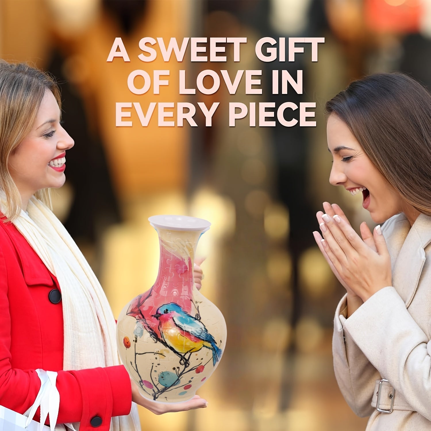 3D Puzzle Vase Flower Vase for Adults 164 Arc-Shaped Pieces Floral Decor Gift