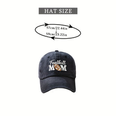 FOOTBALL MOM Embroidery Baseball Cap Distressed Dad Hat for Women