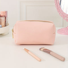 Pink Cosmetic Bag Women Makeup PU Travel Toiletry Zipper Storage Pouch