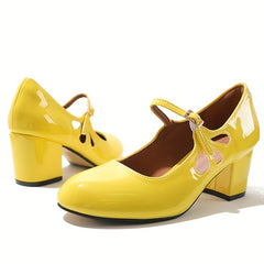 Women's Block Heeled Shoes Comfortable Closed Toe Buckle Strap Heels