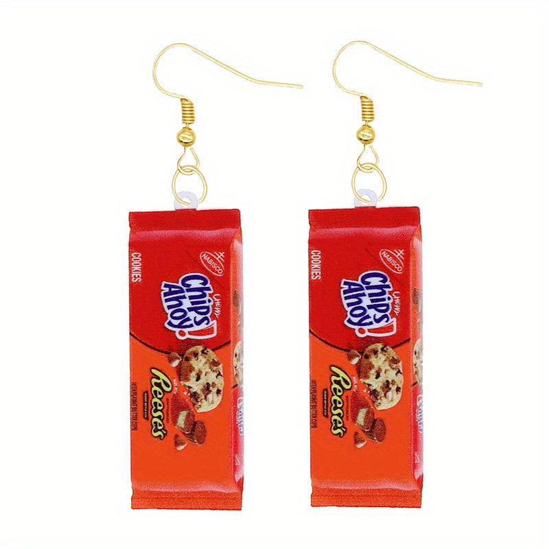 Funny Biscuit Chip Chocolate Dangle Earrings Acrylic Jewelry