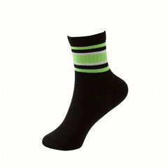 5 Pairs Striped Sports Socks Comfy & Breathable Mid Tube Socks