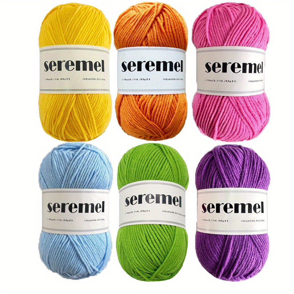 6 Large Acrylic Yarn Skeins Multicolor Soft for Knitting Crochet Crafts