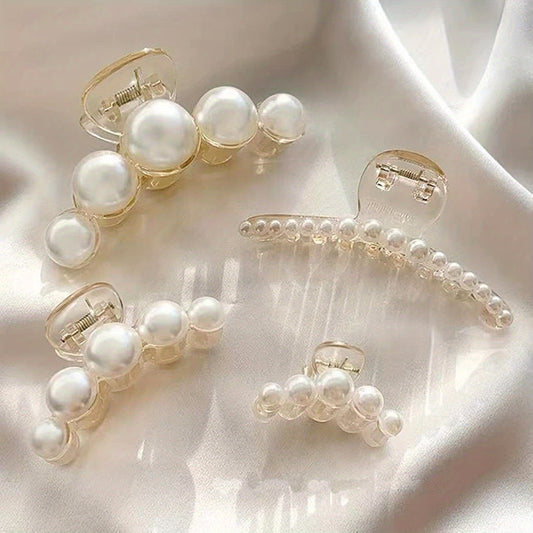 Faux Pearl Hair Claw Large Shark Claw Head Jewelry